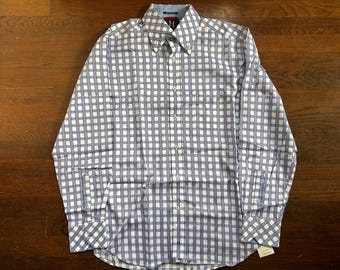 Vintage Blue Checkered Button-down Shirt - 90s Oversized Cotton