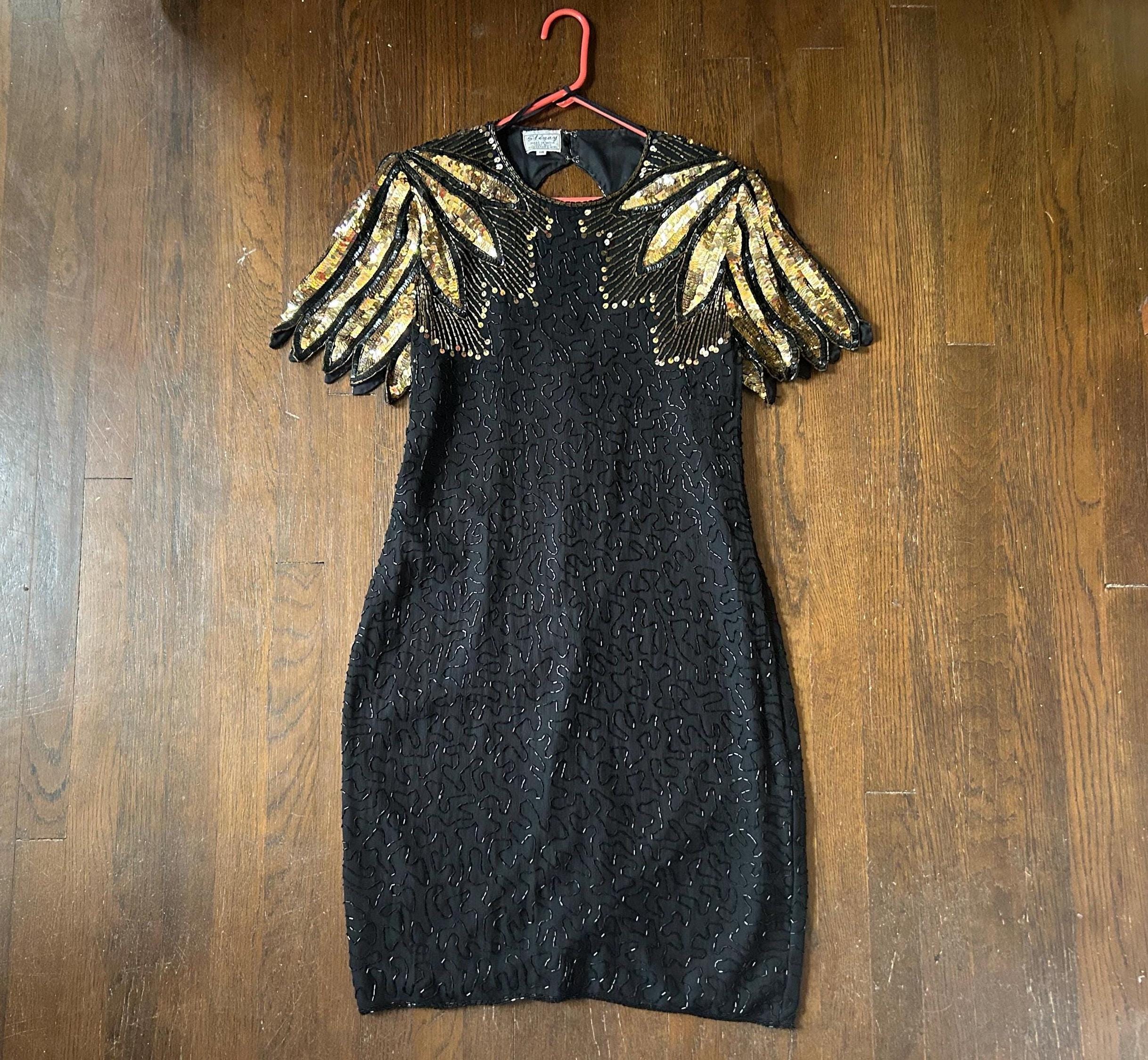slim fit dress slacks Glitter Sequin Black Short Prom Dresses,Puff Long Sleeves Sweetheart F –  formalgowns main image 0