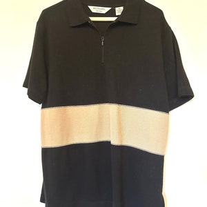 Vintage Black and tan color block  Polo and pants set size Medium
