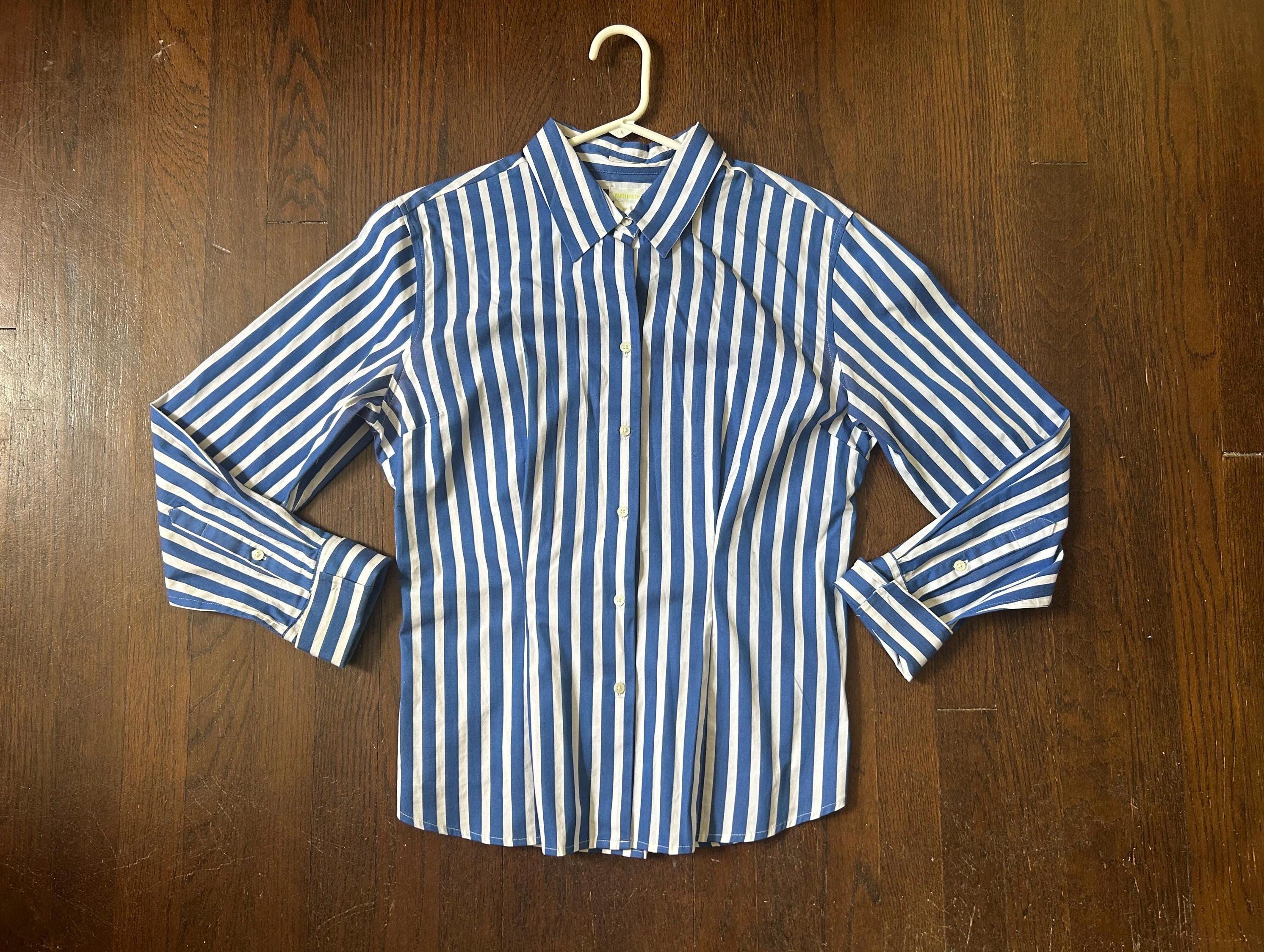 Striped Long Sleeve Button Down Y2k - Etsy