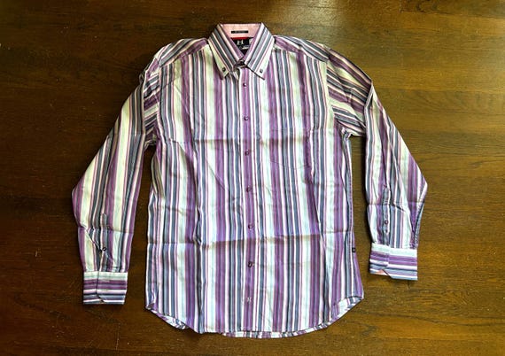 Vintage vertical striped patterned button down Pu… - image 2