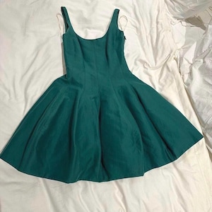 green silk slit dress LIMA Silk Dress with Side Slit main image 1