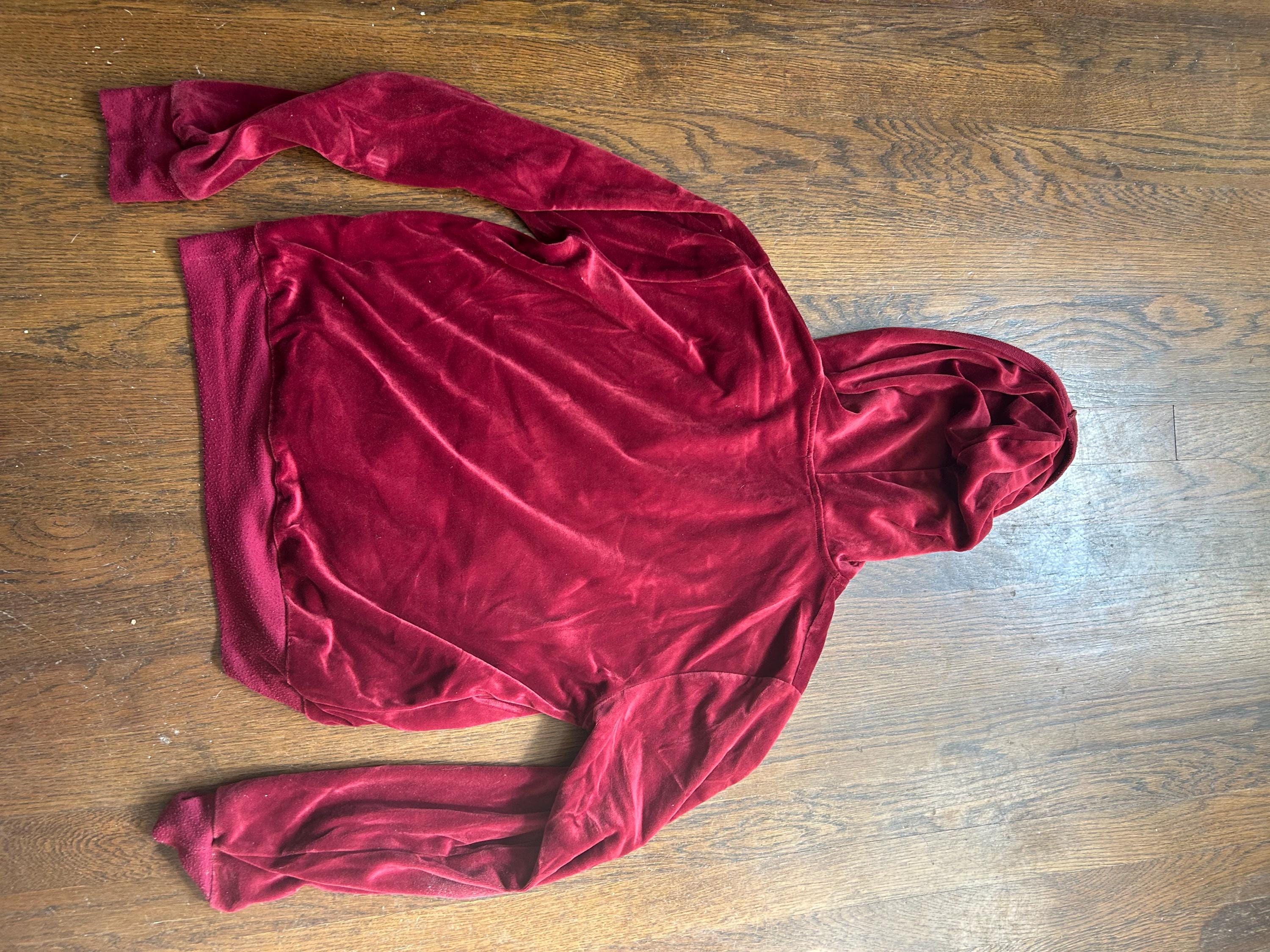 Vintage Y2k 2000s Velour Track Suit Jacket Embroidered Heart Red 
