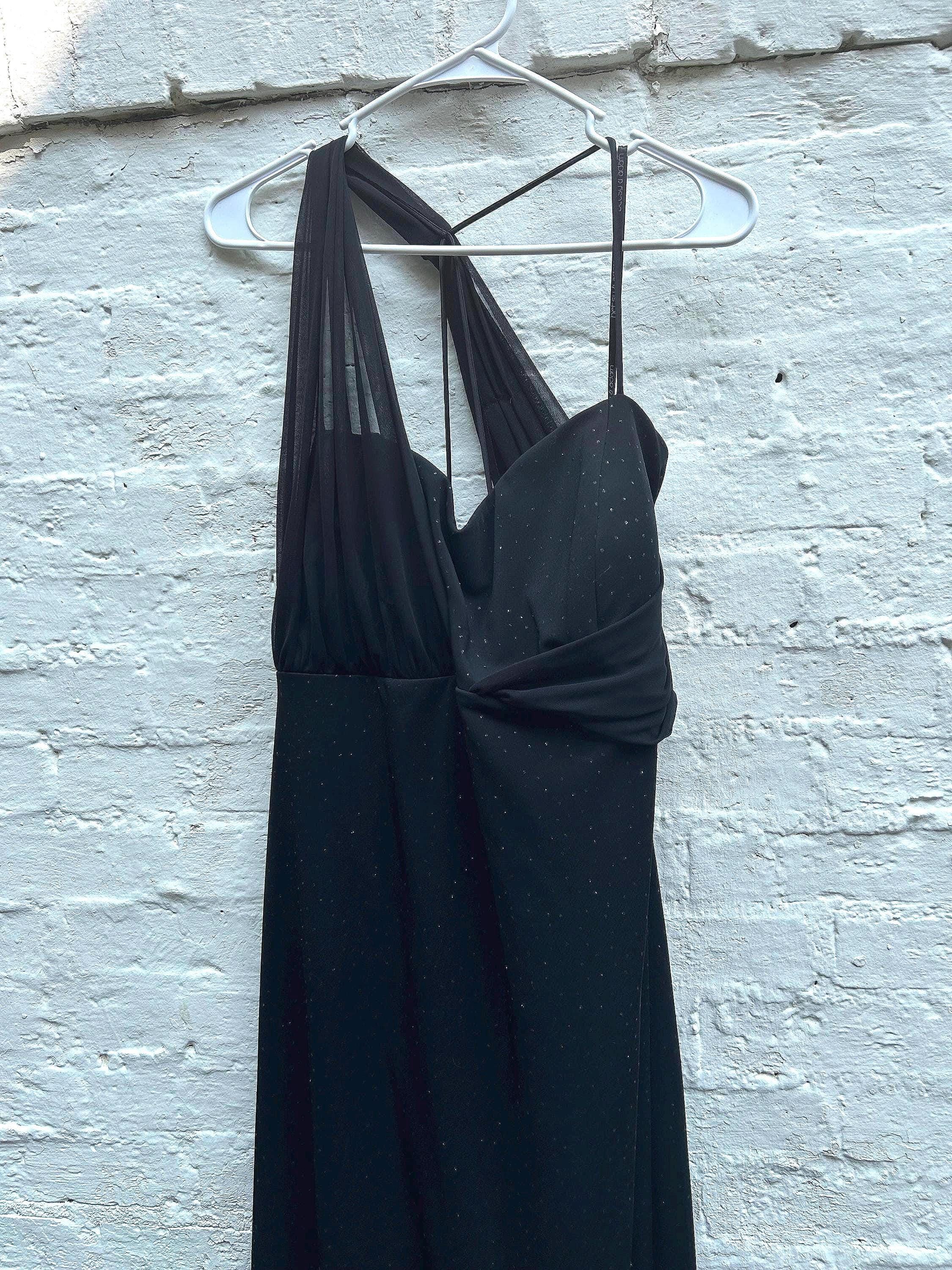 Vintage 2000's Betsy and Adam Y2K Prom Maxi Dress One Shoulder Black  Sparkly Evening Gown Cocktail Gown Size 22 W Whimsigoth Plus Size - Etsy