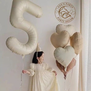Neutral First Birthday Balloons, Minimalist Balloon Tower, Monochromatic 1st Birthday Balloon salloon Set Beige number balloon