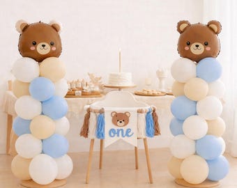 Bear 1st birthday party, Bear Balloon, bear birthday set, teddy bear birthday party, teddy bears balloon, first birthday banner, baby boy