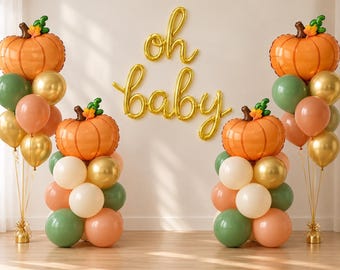 Pumpkin baby shower decoration, oh baby, pumpkin balloon, pumpkin baby shower balloon