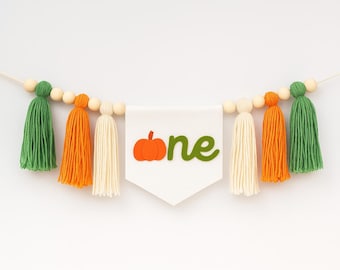 Banner de silla alta de calabaza, fiesta de calabaza pequeña, banner de primer cumpleaños de calabaza boho, cumpleaños de calabaza boho, fiesta de primer cumpleaños de otoño
