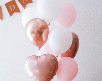 Blush rosa Latexballon, weißer Ballon, erster Geburtstagsballon, Babypartyballon
