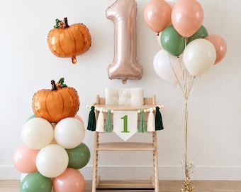 Little pumpkin first birthday, 1st birthday little pumpkin, pumpkin balloon, balloon tower, DIY balloon kit, autumn birthday balloon