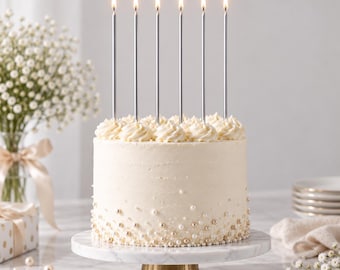 Extra lange Tortenkerzen, Hohe Gold-Silber-Rosen-Geburtstagskerzen, Gold-Silber-Kerzen, Gold-Silber-Kuchendekorationen