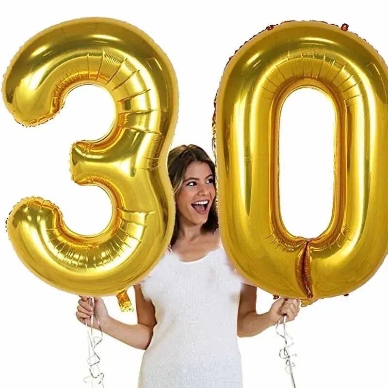 30th number Balloons birthday,  Gold giant Number Balloon 40th 80th 18th birthday party
