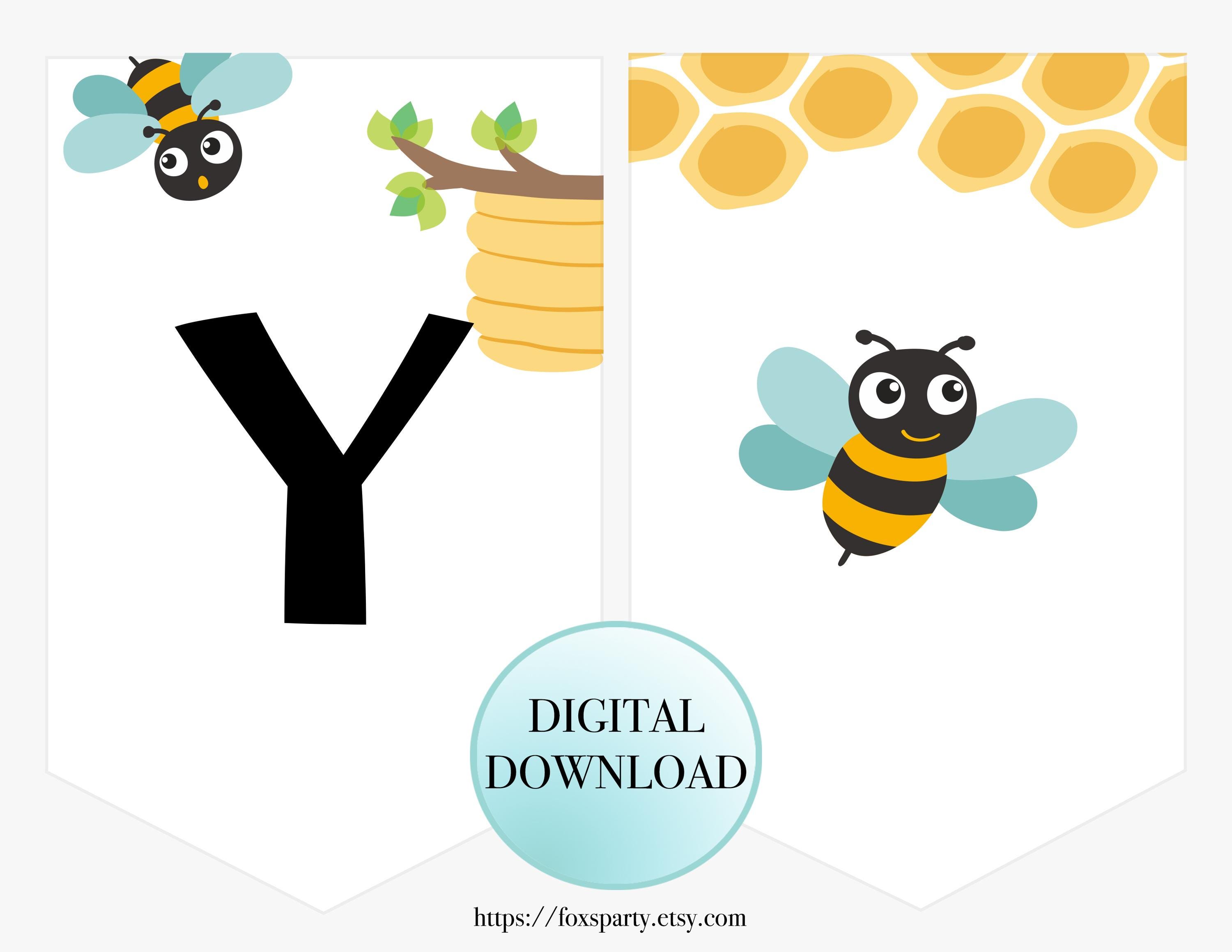 Bumble Bee Happy Birthday Banner, Bee Theme Party (digital Download) - Etsy