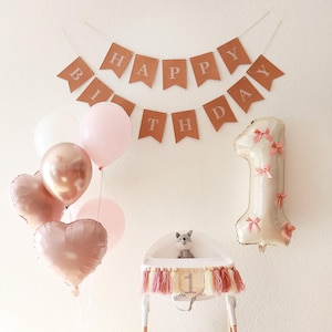 Bow decor, First birthday girl party, girls just wanna be one, pink balloon, balloons with bows, bow party decor, number balloon with bow