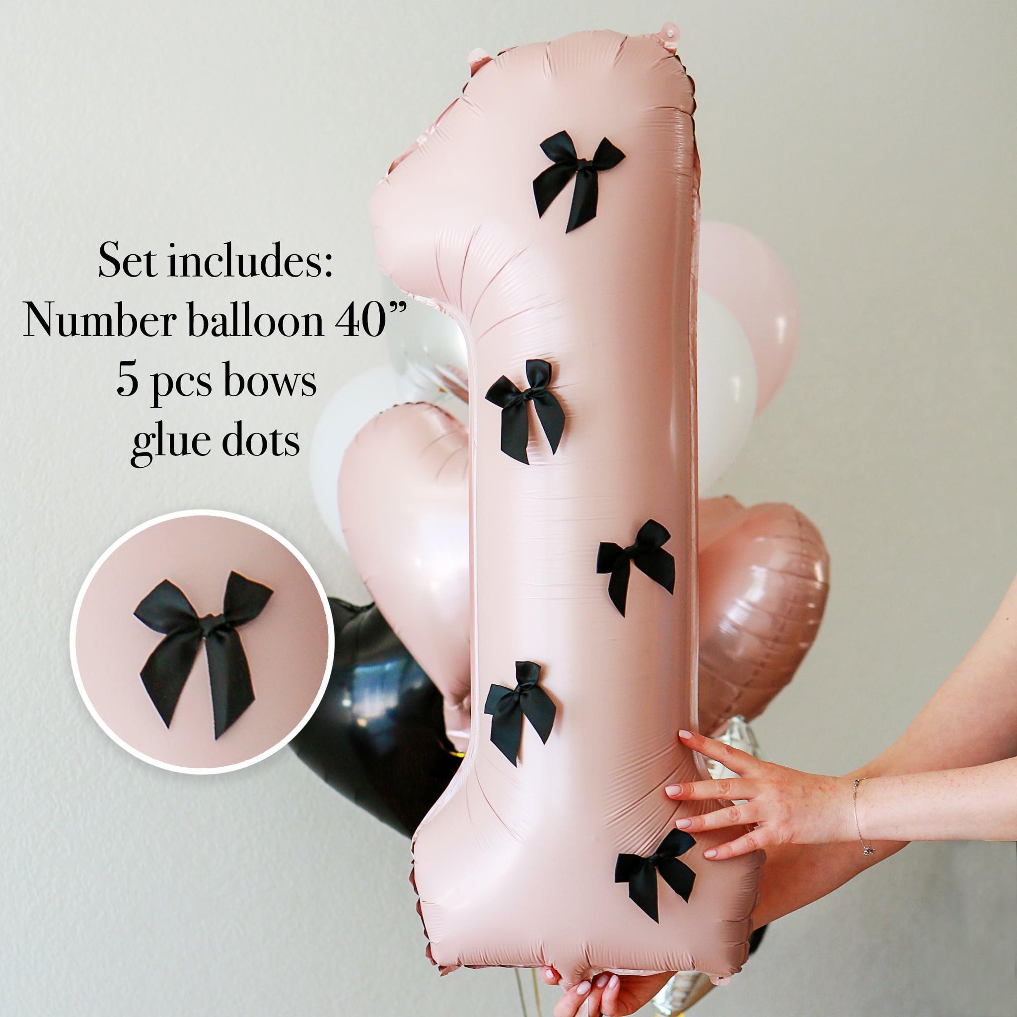 Pink Number Balloon, 1st Birthday Baby Girl, Balloons With Bows, Pink ...