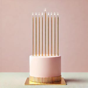 Extra long cake Candles, Tall Gold Silver Rose Birthday Candles, Gold Silver Candles, Gold Silver Cake Decorations