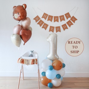 Bear 1st birthday set, fall 1st birthday, Bear first birthday balloon, bear balloon, retro 1st birthday, Boho balloon