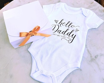 Pregnancy AnnouncementCute onesie for baby announcement, Baby Arriving Soon, Baby Announcement, Husband pregnancy announcement. Mother day