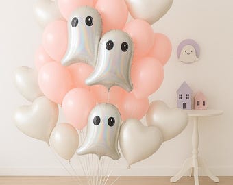 Pastel blush soft Halloween girl baby shower balloon, a little boo Baby shower, cute Ghost balloon, pink pastel Halloween, baby ghost