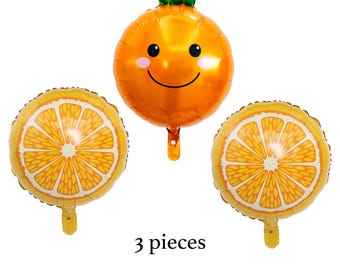 Orange balloon party decorations, orange baby shower, Fruit Foil Balloons, orange birthday party, Summer Party, Tutti Frutti Birthday