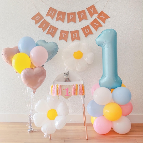 Groovy één verjaardag, madeliefjeballonkits, zon eerste jaar, verjaardag wilde bloemen, madeliefje 1e verjaardagsfeestje, madeliefjeballon, boho regenboogballon