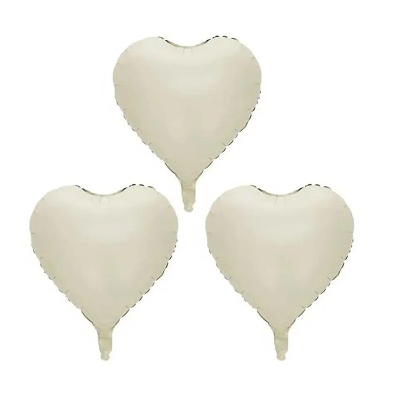 May include: Three white heart-shaped foil balloons.