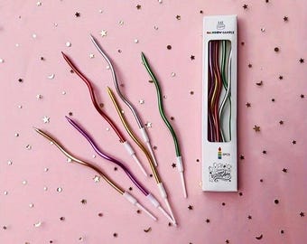Grandes bougies d'anniversaire incurvées - Décorations de fête pastel, 6,8 po.