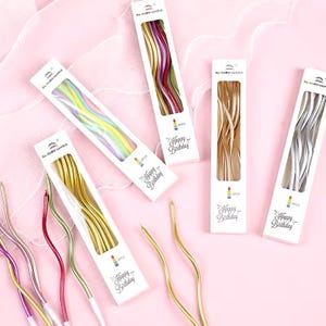 Cake candles, gold candles, pink candles, curly party candles, cake supplies, 6 pieces