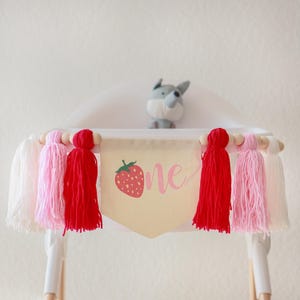 Strawberry high chair banner, High chair banner, one high chair banner for baby, strawberry first birthday, berry theme birthday party