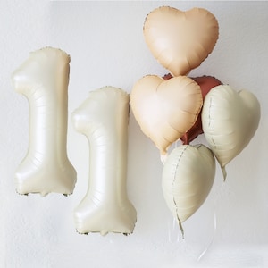 Number Foil Balloon Set: Cream, Caramel Party Decor