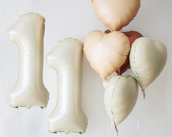 Number Foil Balloon Set: Cream, Caramel Party Decor