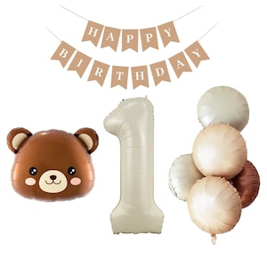 Bear 1st Birthday Party, first Teddy Bear Party Decor, bear balloon baby birthday Number balloon, Balloon Birthday Decor, 1st Number Balloon