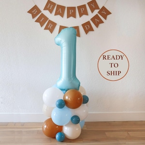 Boho first birthday boy, retro first birthday, vintage balloon, boho balloon tower, DIY balloon tower