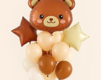 Björn babyshower, björnfolieballong, björnballongset, nallebjörn 1-årsdag, björnfödelsedagsfest