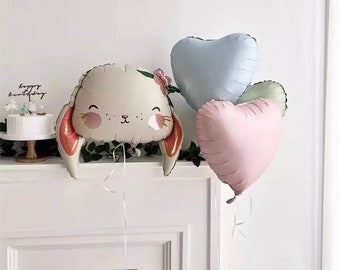 Bunny 1st Birthday Balloon Set, Sage Green and Gold, Party Decor