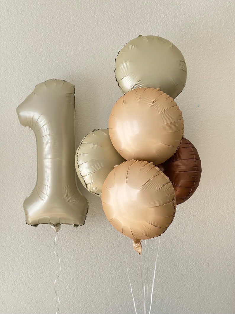 Neutral First Birthday Balloons, Minimalist Balloon Tower