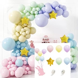 DIY pink balloon garland arch, pastel balloon garland, pastel balloon arch, macaron theme party, baby shower party decor