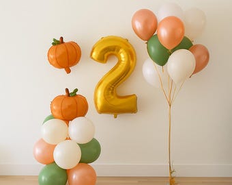 Little pumpkin birthday, two birthday little pumpkin, pumpkin balloon, balloon tower, DIY balloon kit, fall birthday party