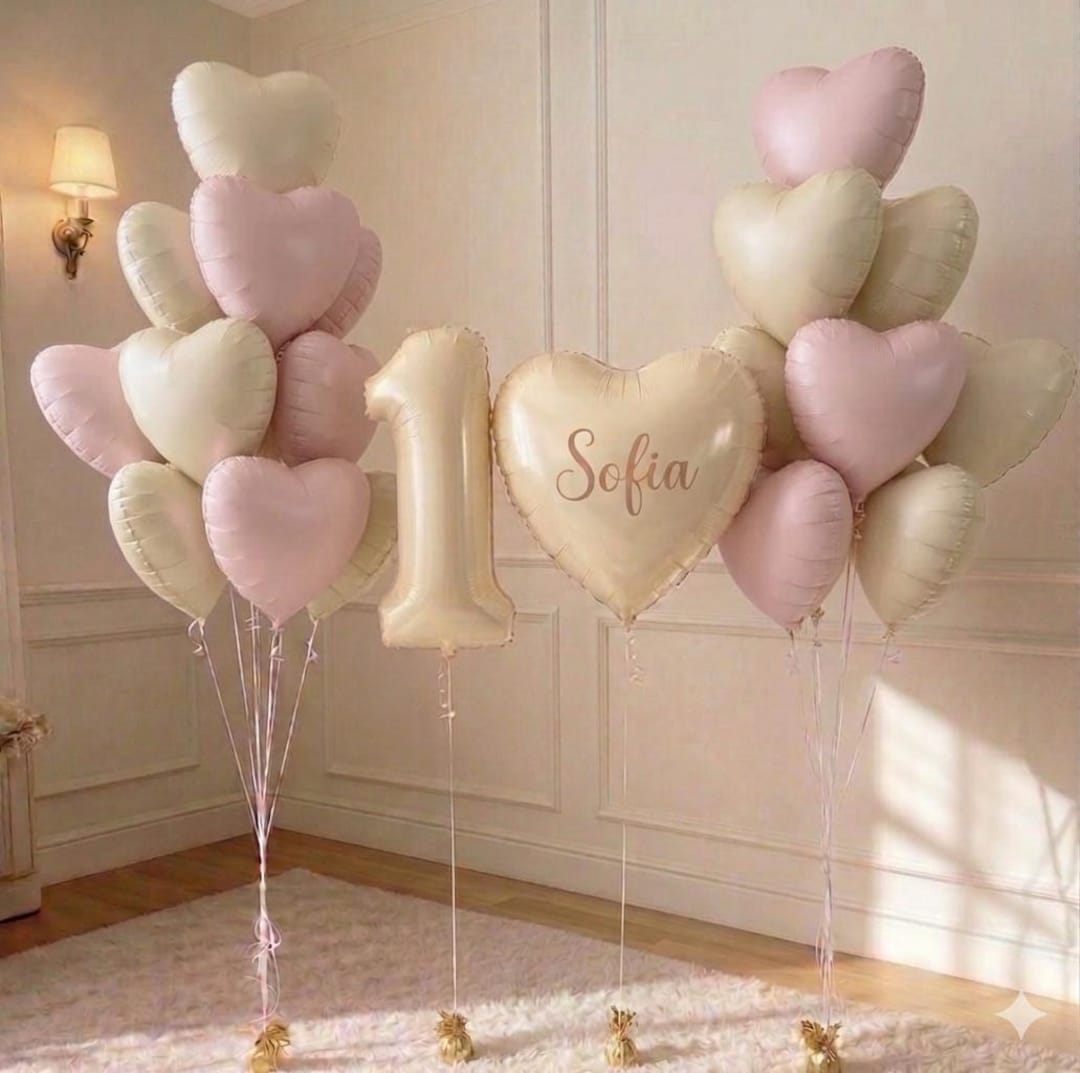 Blush Pink 1st Birthday Balloon Decoration, First Birthday Baby Girl ...