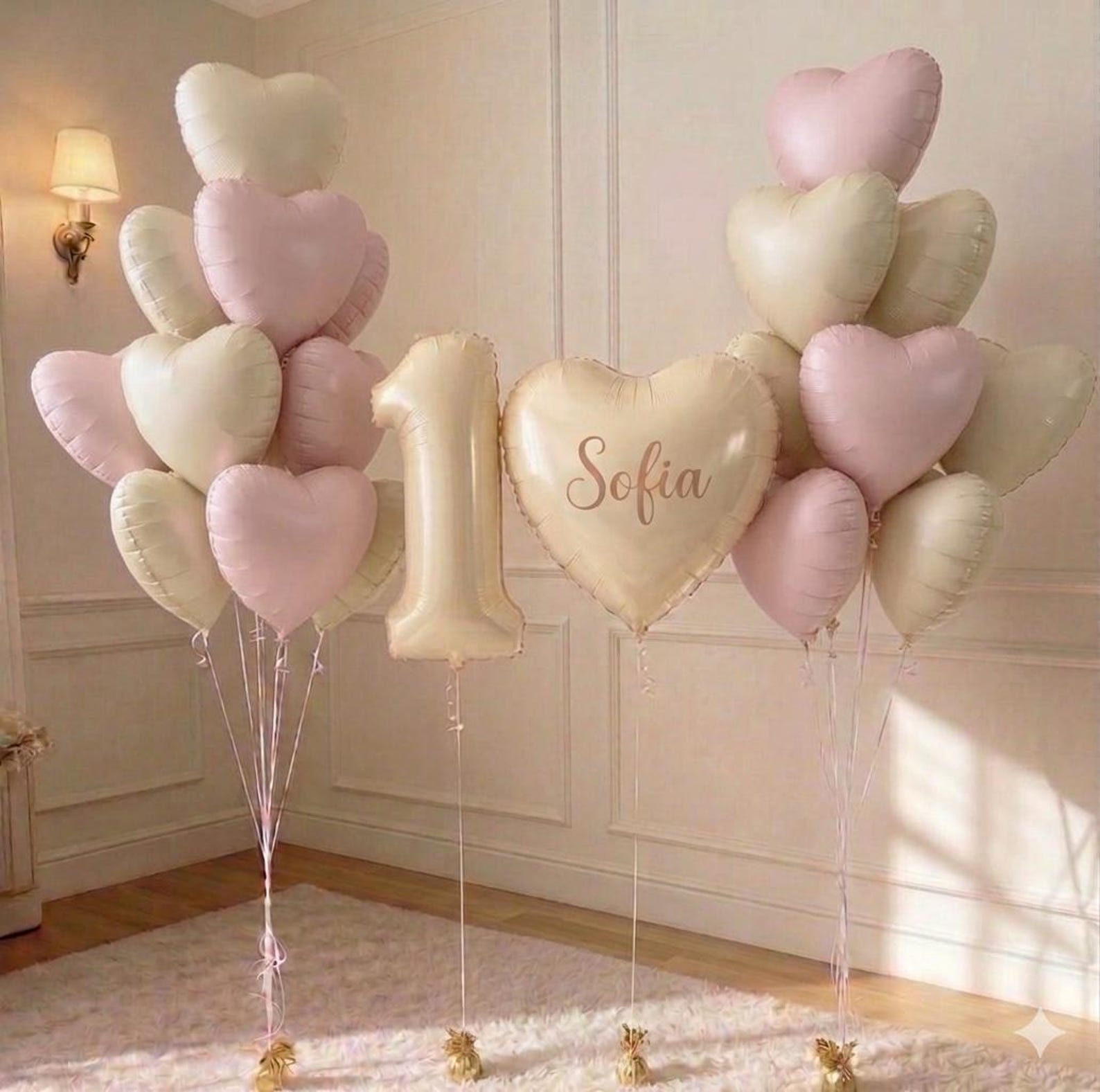 Blush Pink 1st Birthday Balloon Decoration, First Birthday Baby Girl ...