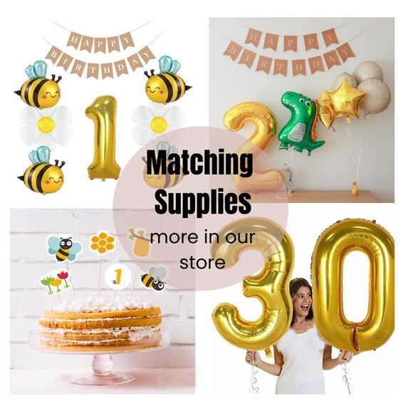 Decoration Anniversaire Abeille,69pcs Décorations De Fête Abeille & Vaisselle D'anniversaire Abeille - Bannière Anniversaire Abeille Ballons Cake