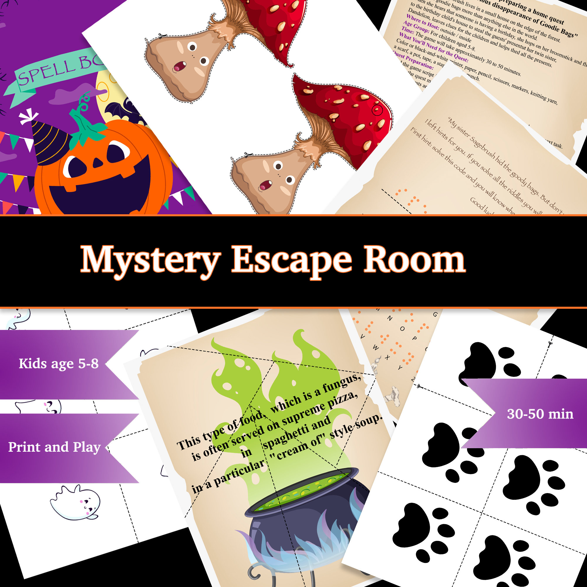 Mystery Escape Room for Kids Printable Party Game Puzzles Secret Codes Game  DIY, Birthday Party Fun Family Game Night for Kids 5-8 