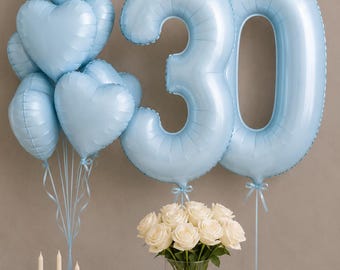 30th birthday party, blue birthday decor, 30th Number balloon Set birthday decor 30th Birthday Decor Anniversary 40th, 20th balloon decor