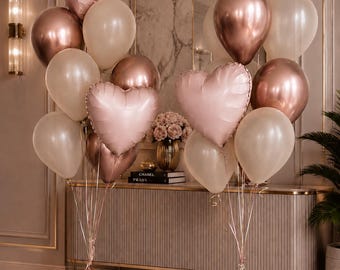 Blush pink birthday balloons decoration, girl baby shower balloon bouquet, birthday baby girl decor, pink balloon set