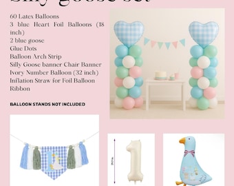 Fiesta del ganso tonto, una guirnalda de globos del ganso tonto, decoración con globos del ganso tonto, ganso tonto para niño, pancarta para silla del ganso tonto
