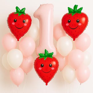 Strawberry birthday party, 1st birthday berry party, first birthday strawberry party, strawberry balloon, berry birthday