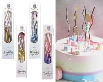 Birthday Candles, Wavy Birthday Candles, Curved Cake Candles Birthday,  Decorating Candle Toppers