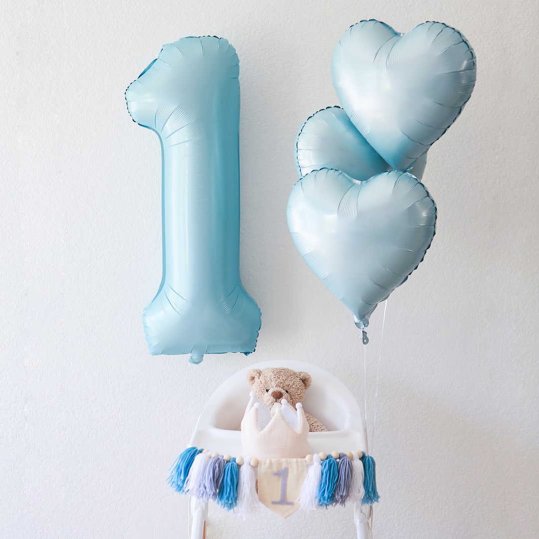 Blue Number Balloon Heart Set, 1st Birthday Baby Boy, Blue Giant Number ...