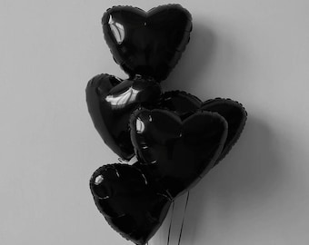 Black Heart balloon, black balloon decor, Graduation party balloon decor, Funeral decor, graduation arch balloon decor