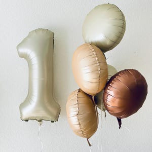 1st 2nd 3rd Number birthday Balloon Set Beige Cream Heart minimalist baby birthday Number Balloon Birthday Decor Kit Anniversary
